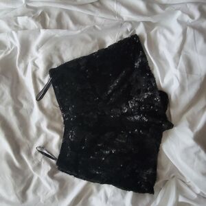 Topshop Black Sequin High Waist Shorts